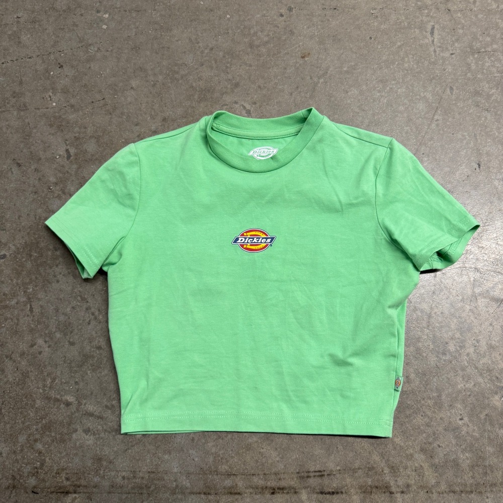 Dickies Womens Green Logo Graphic Short Sleeve Crop Top‎ Tee XS